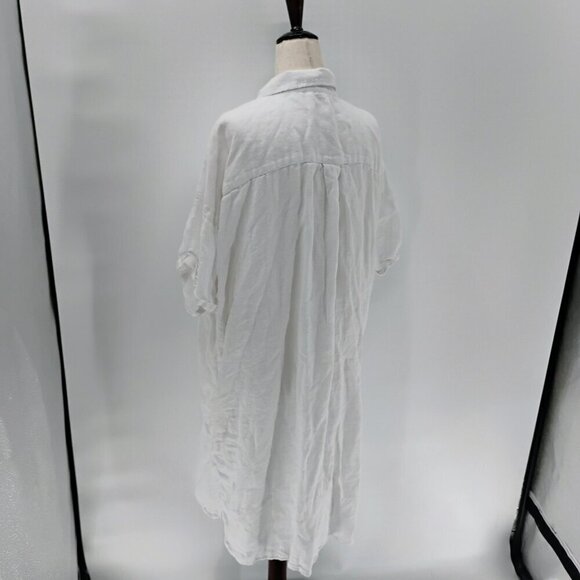 J.Crew White button down shirt dress 100% linen plus size oversized with pockets - Picture 7 of 15